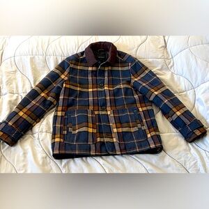 Corduroy Collar Plaid Jacket